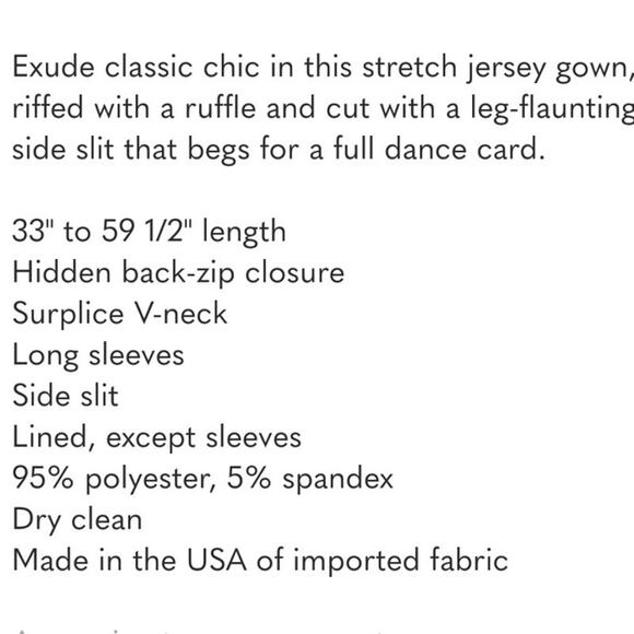 Betsy & Adam Navy blue cascading side ruffle long dress high slit  sz 12 - Picture 6 of 11